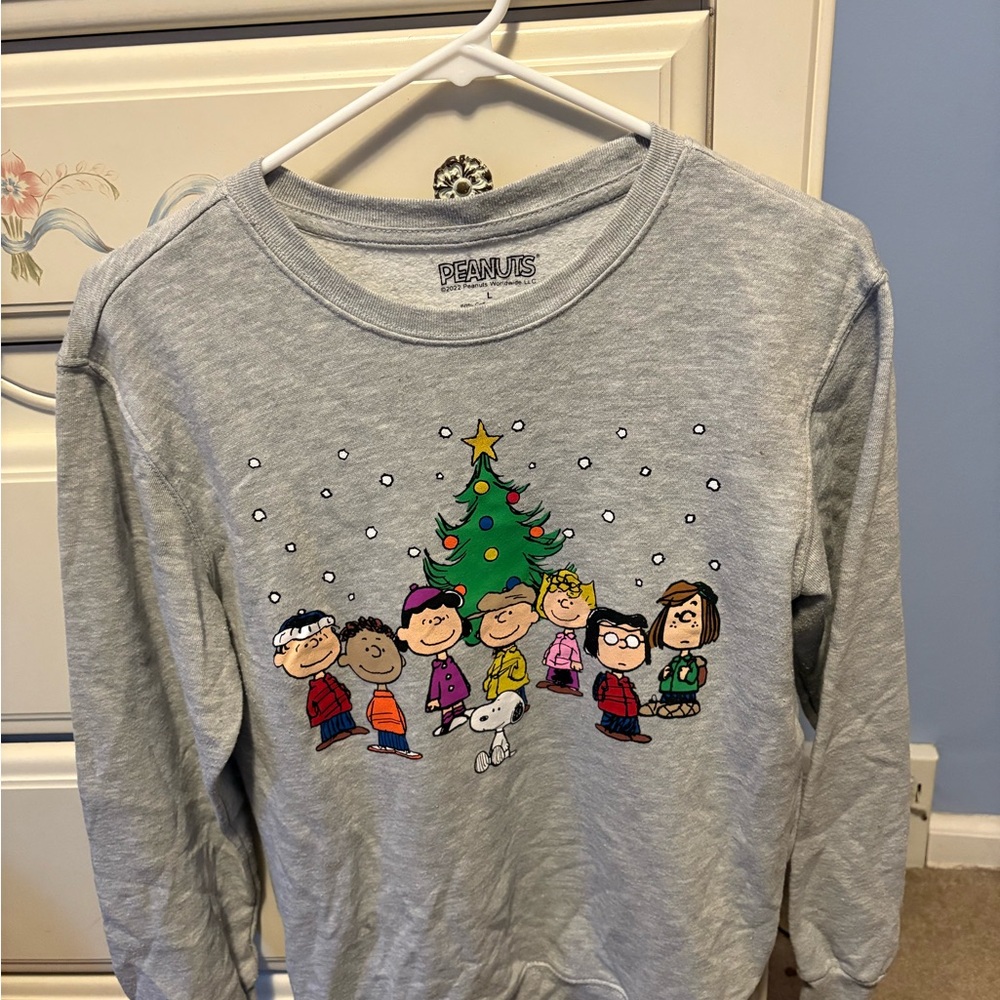 Peanuts Gray Sweatshirt Festive Holiday Hoodie